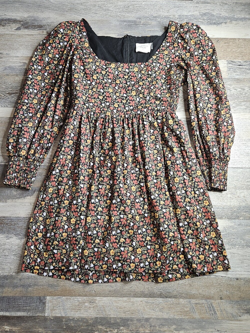 Hyacinth House Spencer Mini Dress Size Small Square Neck Black Floral